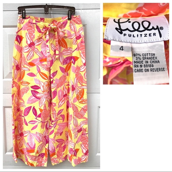 LILLY PULITZER giant extra wide leg PANTS 4 6 palazzo Kendra in Pacific wing WOW - Picture 1 of 9